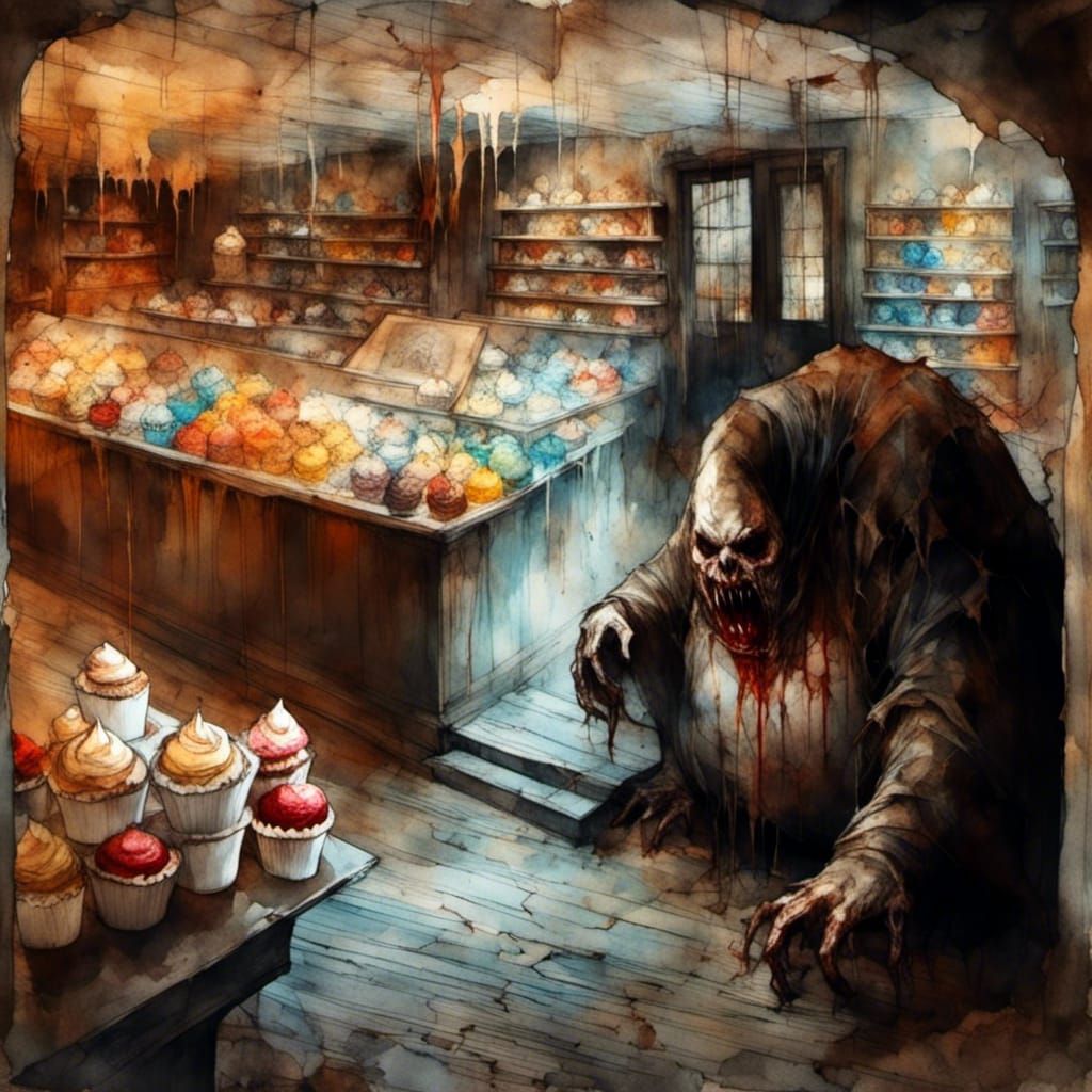 Macabre Horror Monster in Candy Store Basement