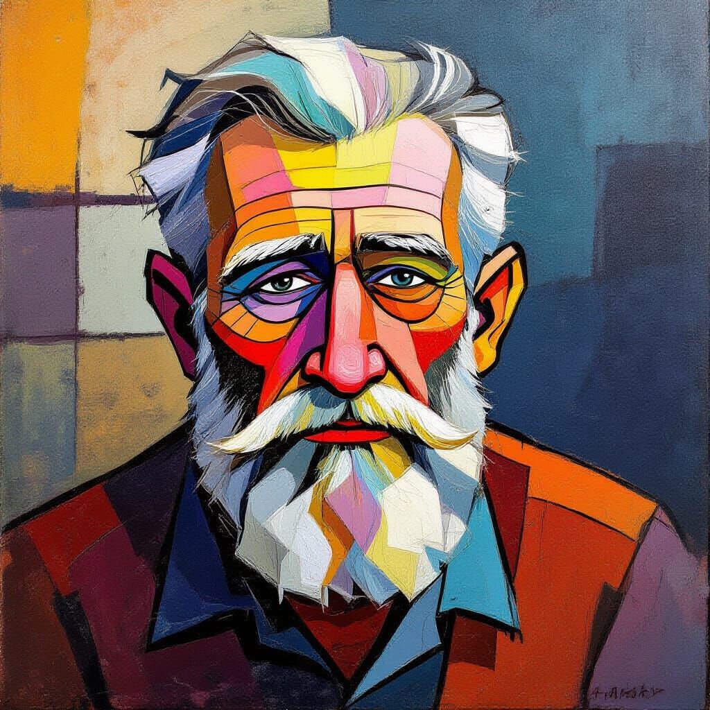 Abstract Bodyscape of an Old Bearded Man