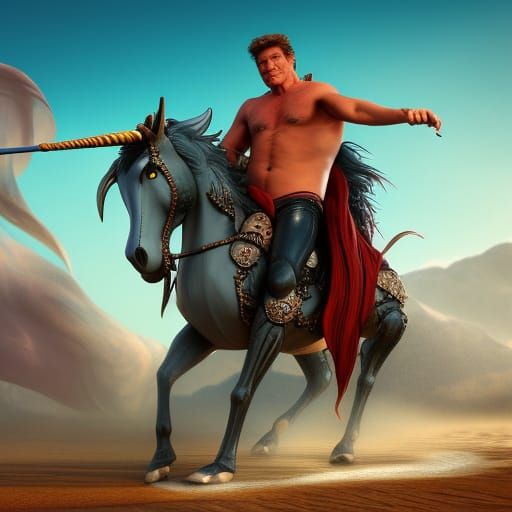 David Hasselhoff Rides Unicorn in Fantasy Art