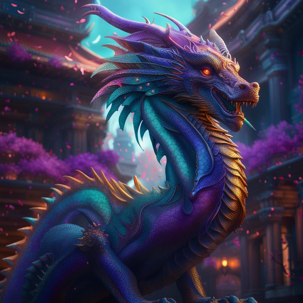 Dichroic Opalescent Dragon: Epic Digital Painting
