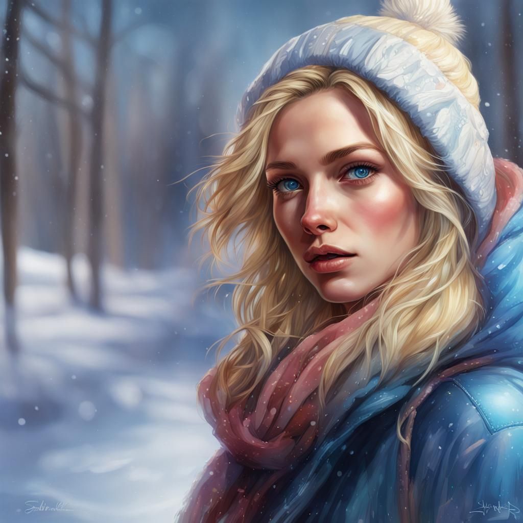 Hyperrealistic Winter Portrait with Dramatic Lighting