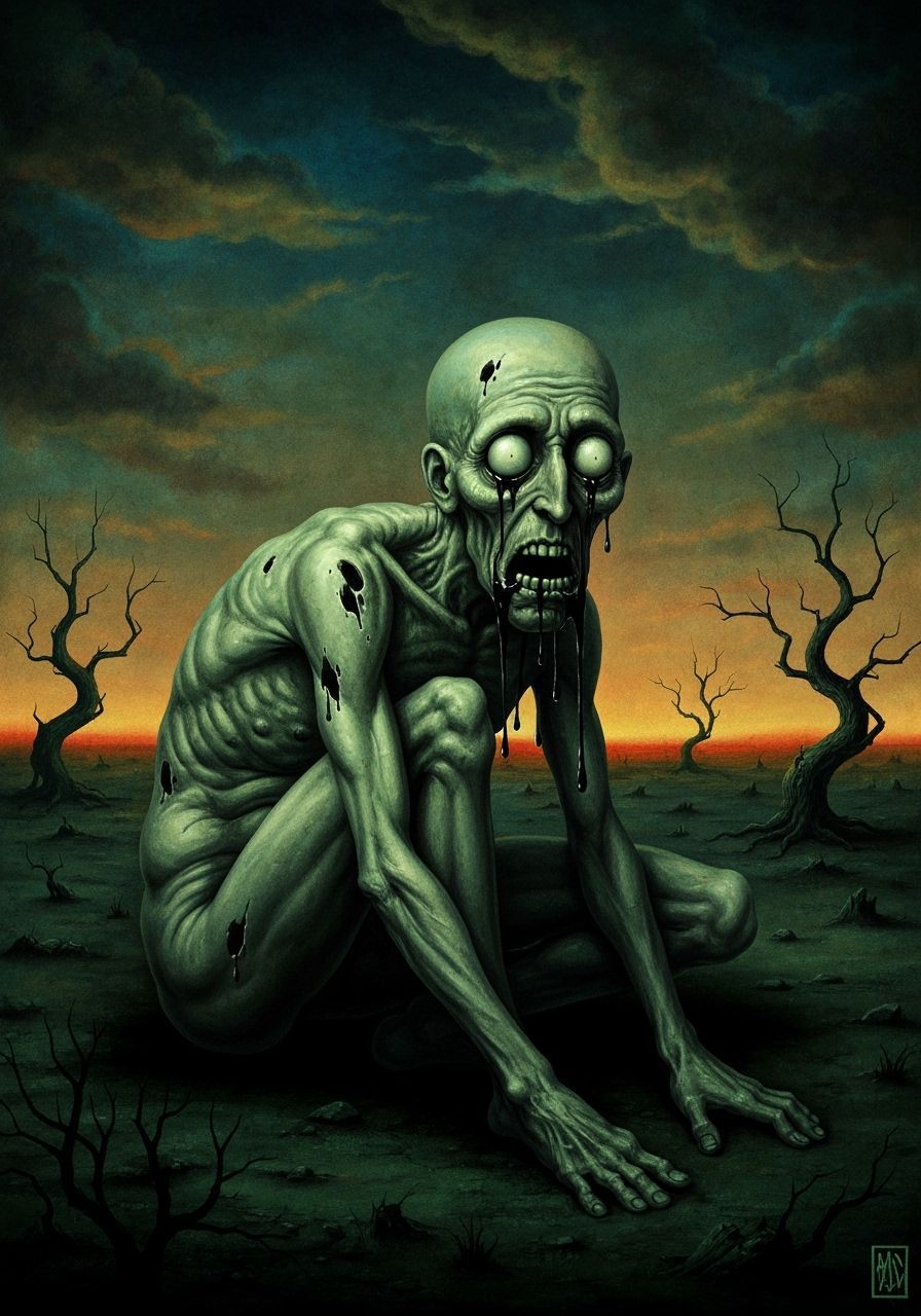 Grotesque Figure of Unkindness in Surrealist Style