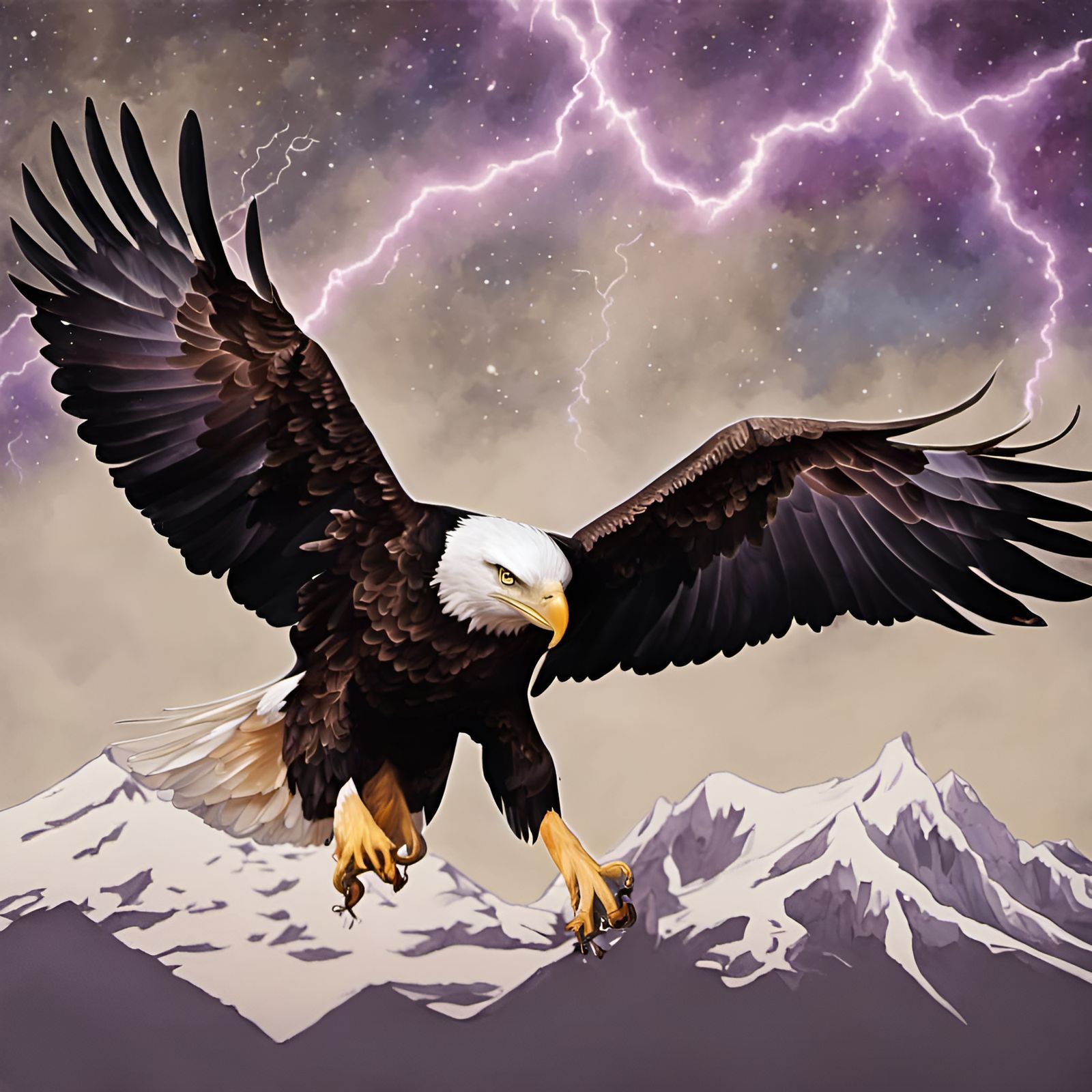 Bald Eagle in a Lightning Storm