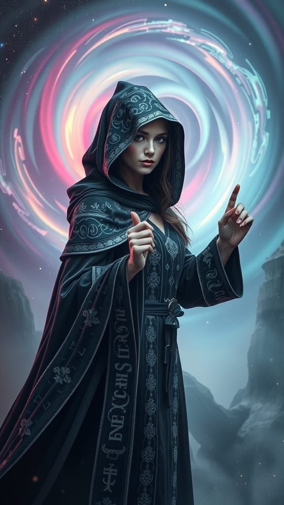 Sorceress Emerges from Mystical Realm in Ornate, Iridescent ...