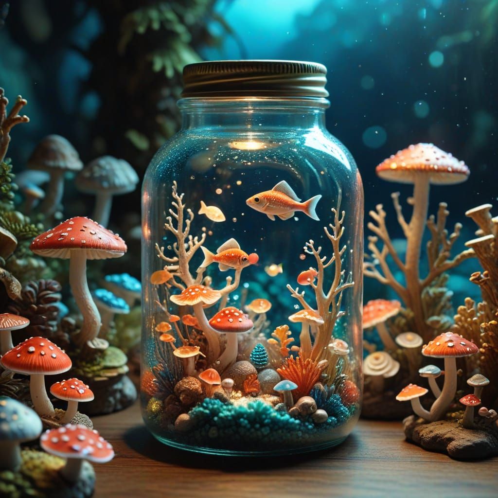 Charming Miniature Village Inside Giant Mushroom