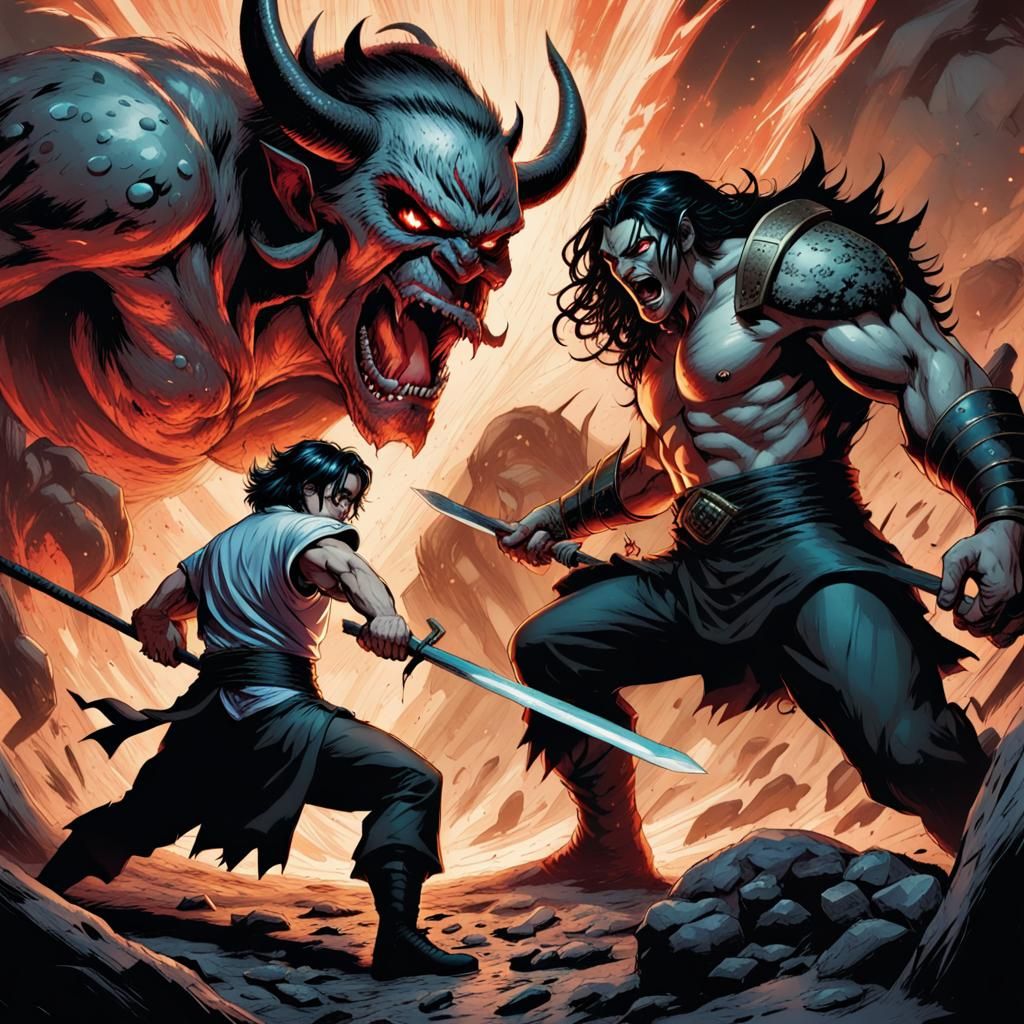 Intense Demon Slayer vs. Demon Comic Art