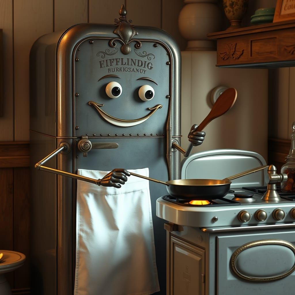 Whimsical Vintage Fridge Transforms into a Cheeky Cook