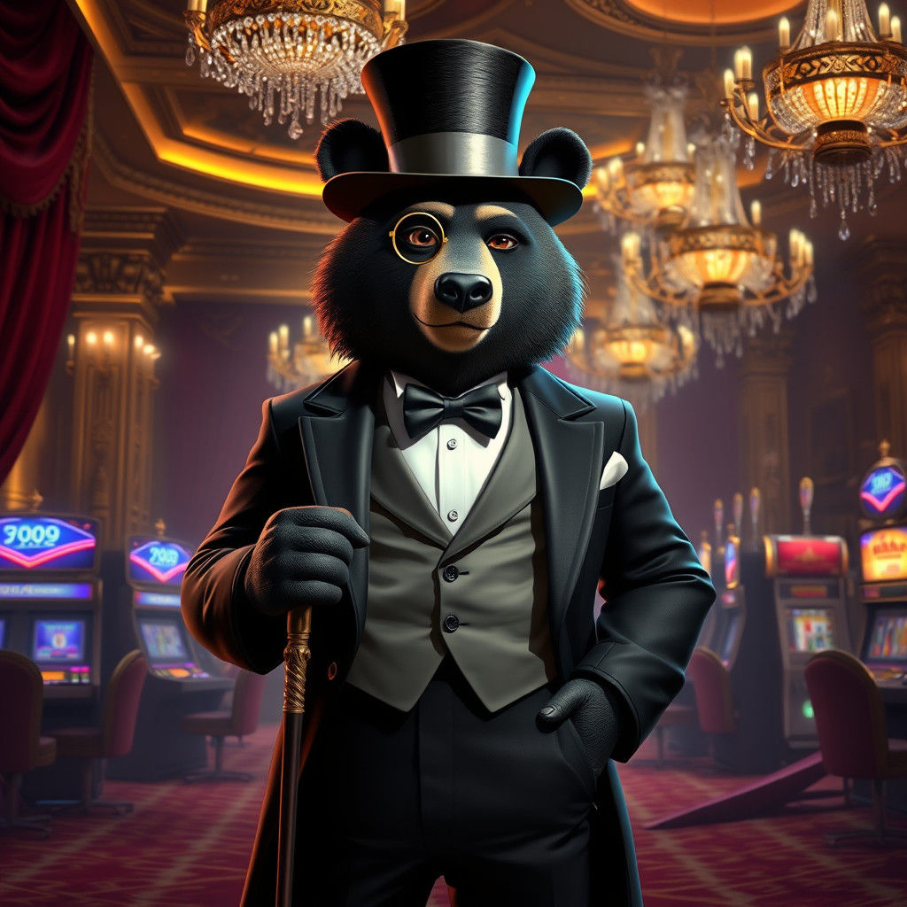 Black Bear Gambler in Art Deco Casino