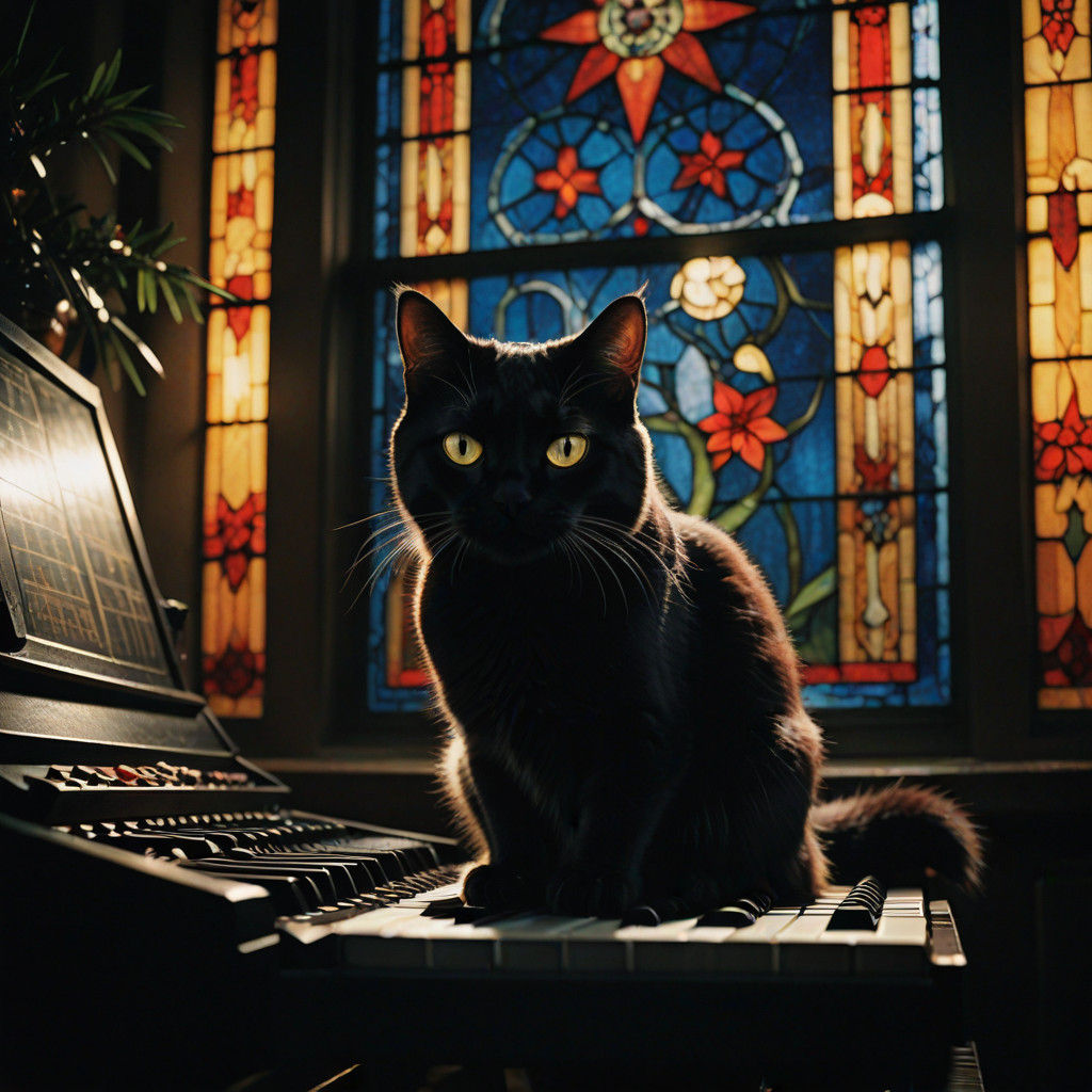 Whimsical Black Cat Illuminates Christmas Window