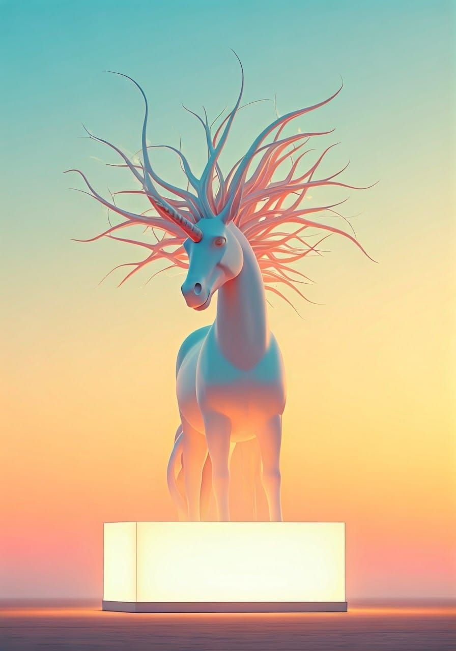 Majestic Unicorn Rises from Pastel Fog