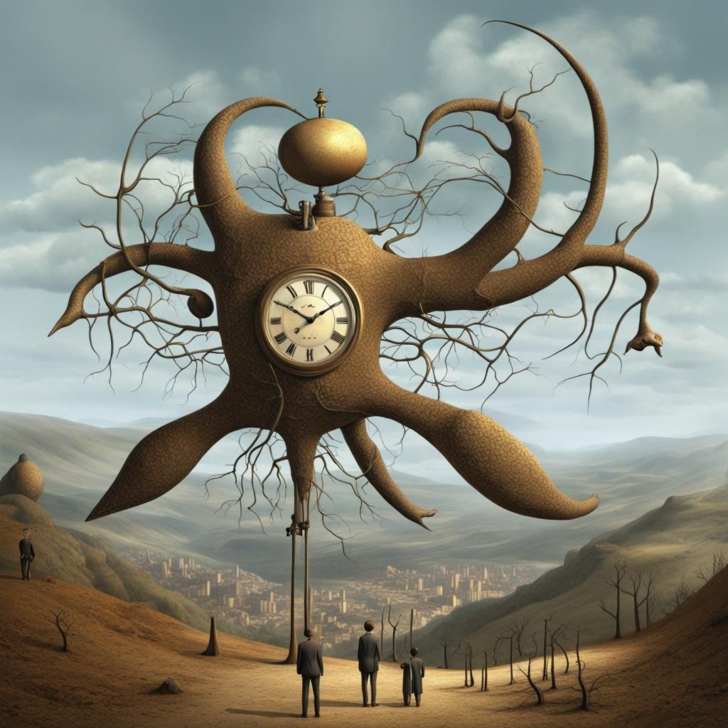 Surreal Character Wandering in Dreamlike Scene