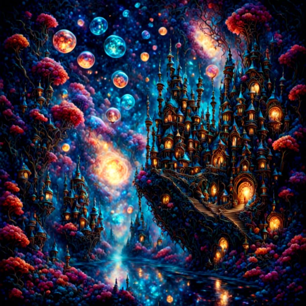 Cosmic Playground: Holographic Astral Illustration