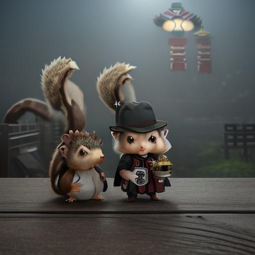 Chibi Animals in Korean Clothes in Pixar Style