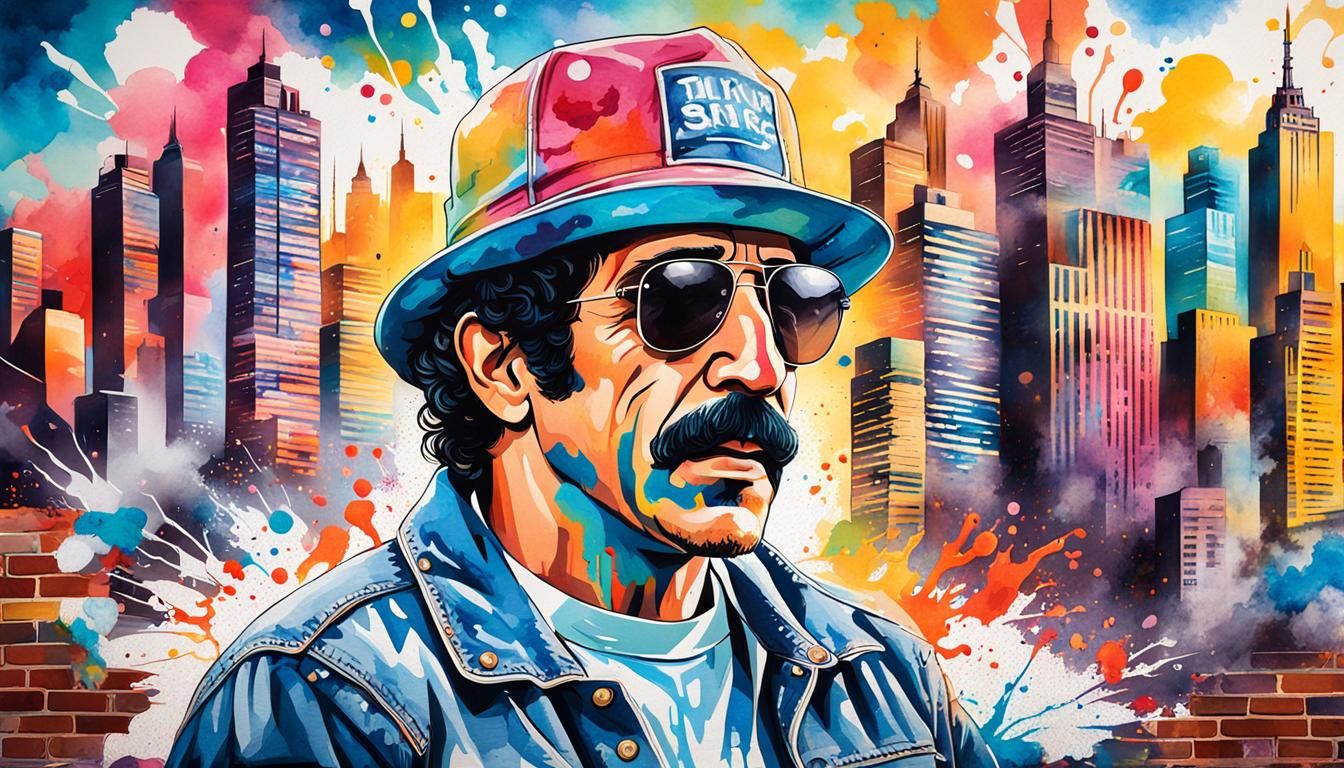 Jim Croce Pop Art Portrait with Fantasy Mural