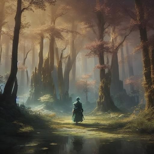 Mystical Creature in Fantasy Forest: Surreal Art