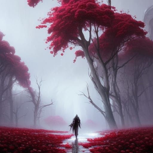 Romantic Gothic Gazebo in Crimson Rose Fields