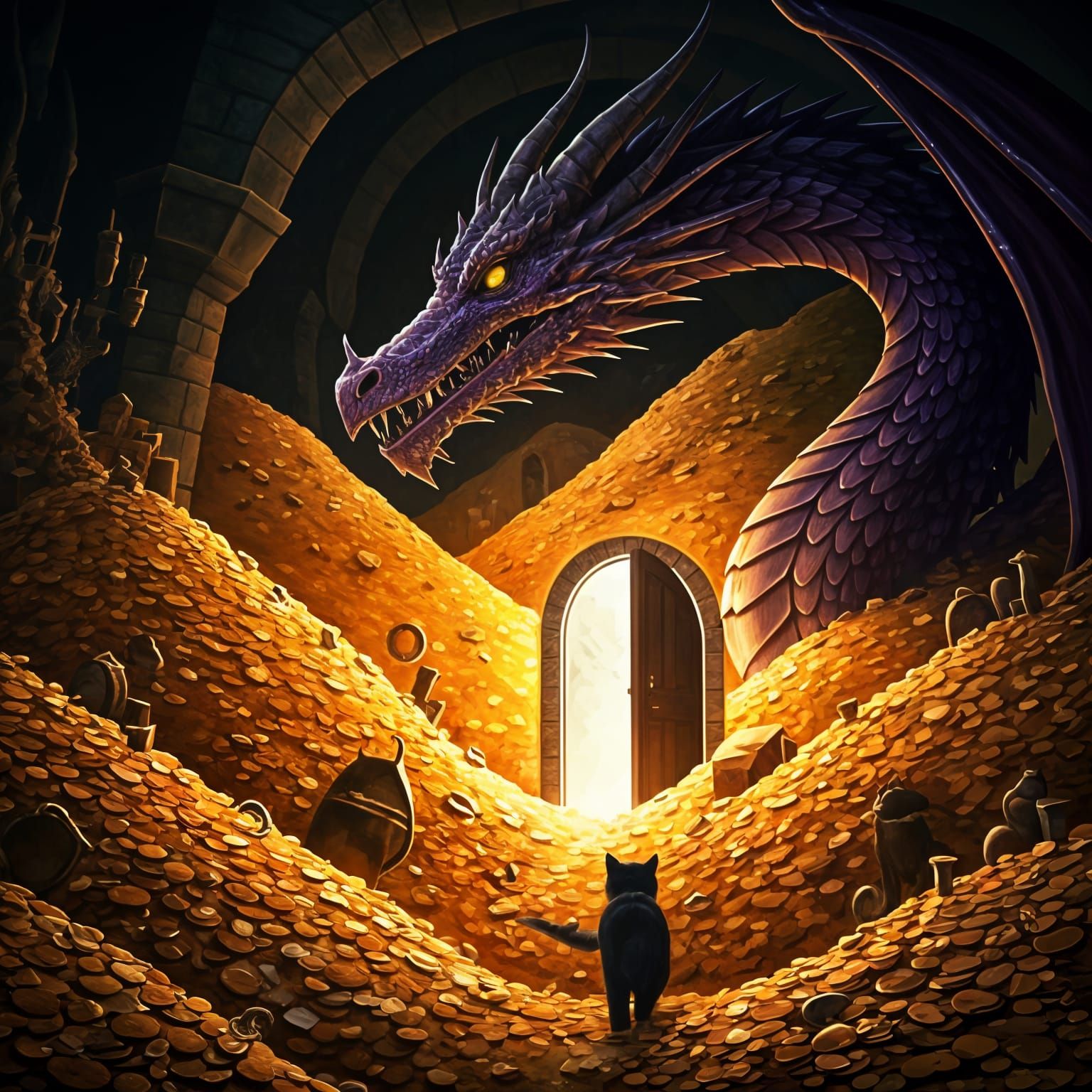 Dragon's Gold Hoard with Magic Door