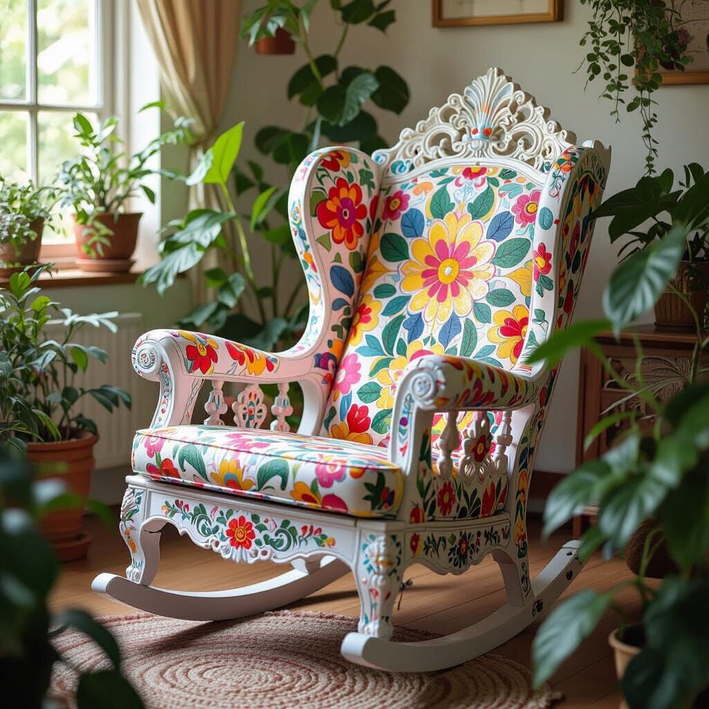 Vibrant Rocking Chair in Surrealist Style