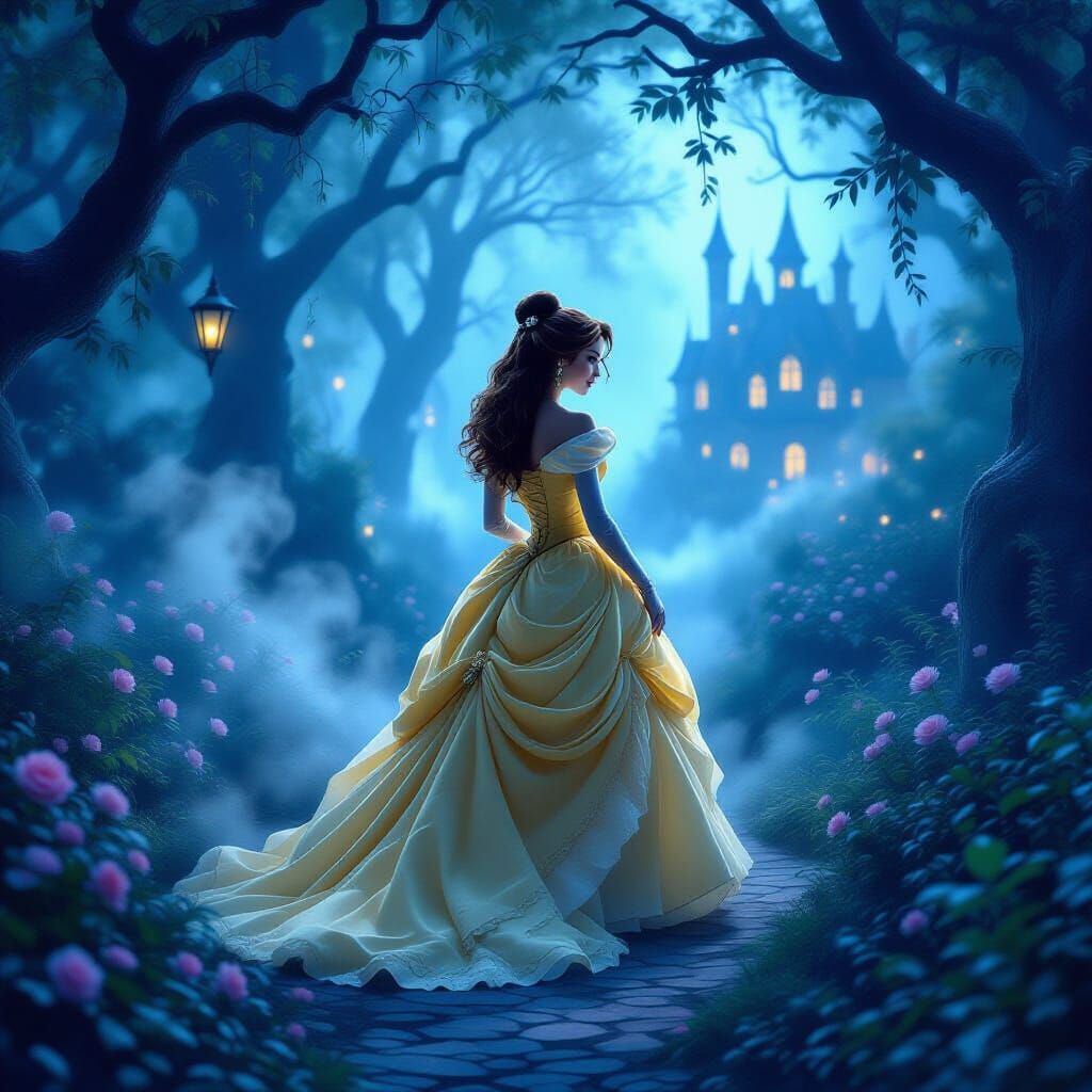 Lilly Collins as Belle in Enchanted Forest