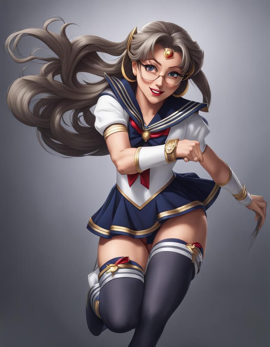 Woman in Sailor Moon Outfit Strikes a Pose