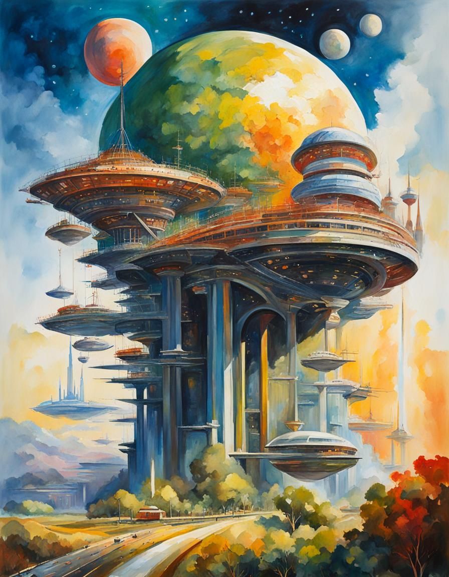 Sustainable Future: Gouache and Watercolor Impressionist Pai...