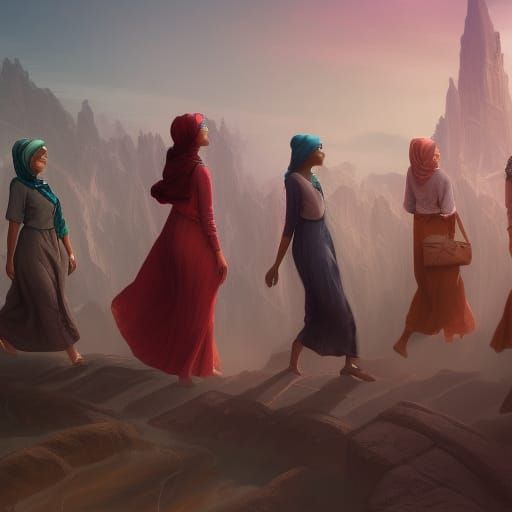 Women Solving a Problem: Fantasy Concept Art