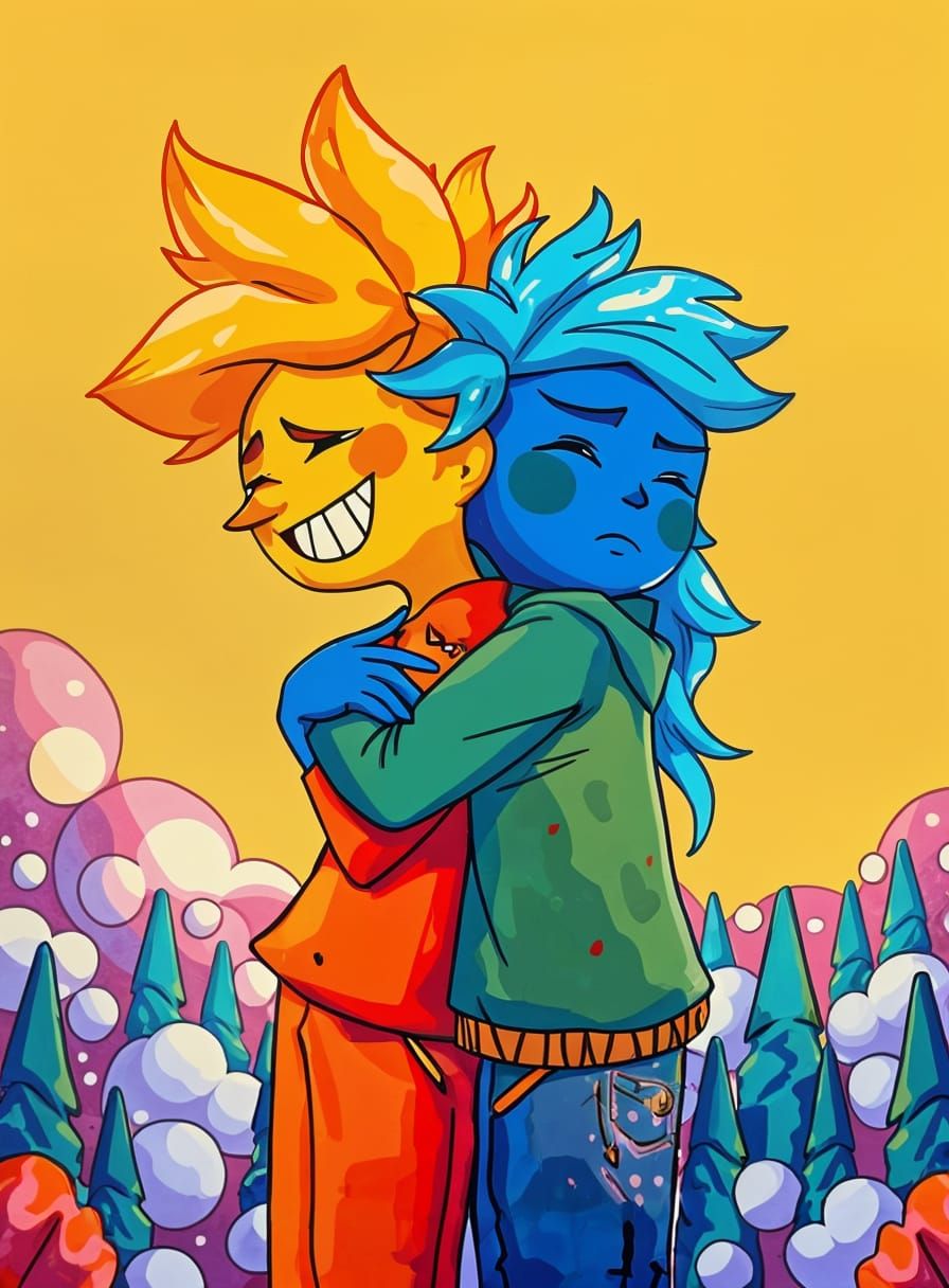 Colorful Abstract Art in Expressionist Impasto Style