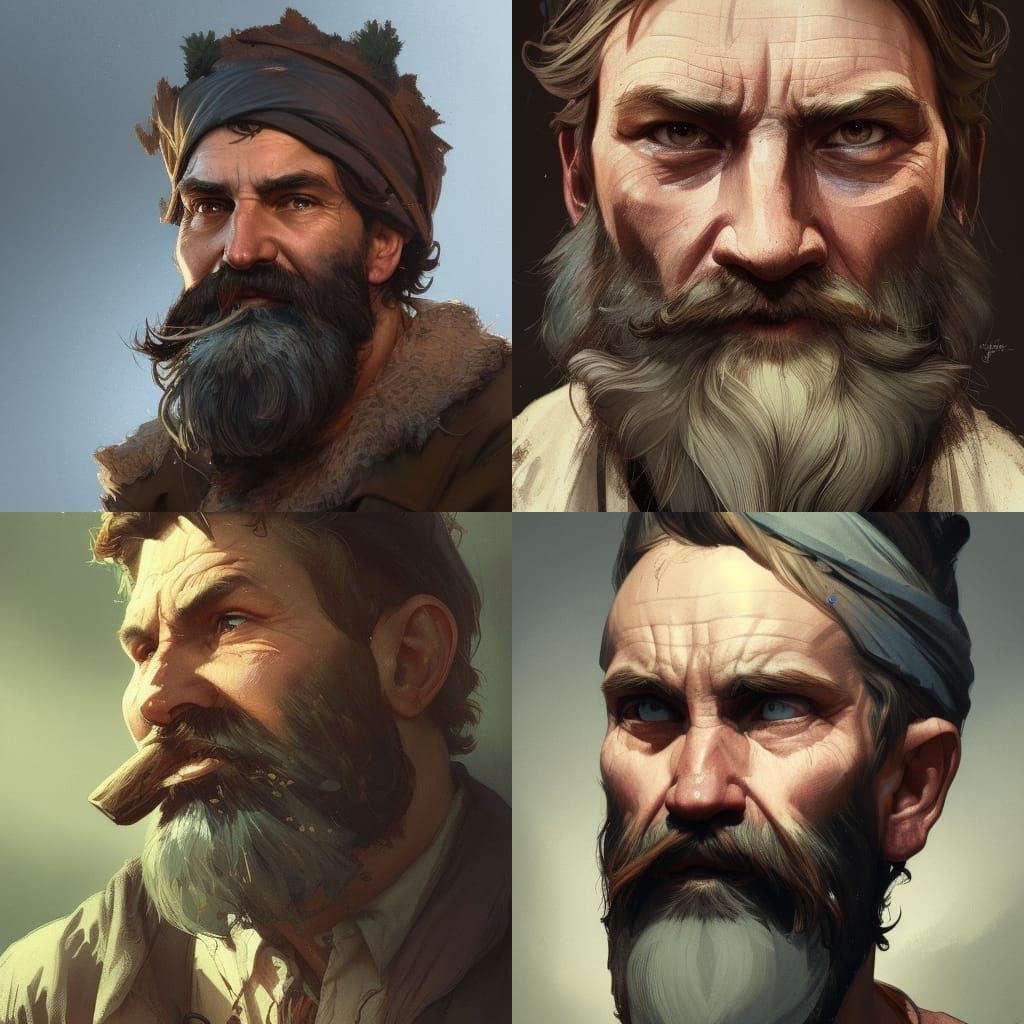 Bearded Woodsman Portrait in Hyperdetailed Digital Art