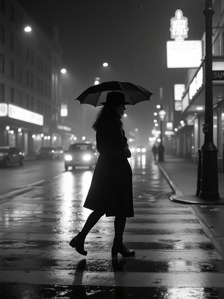 Rainy Night Crossing: 1960s Soviet-Era Street Photography