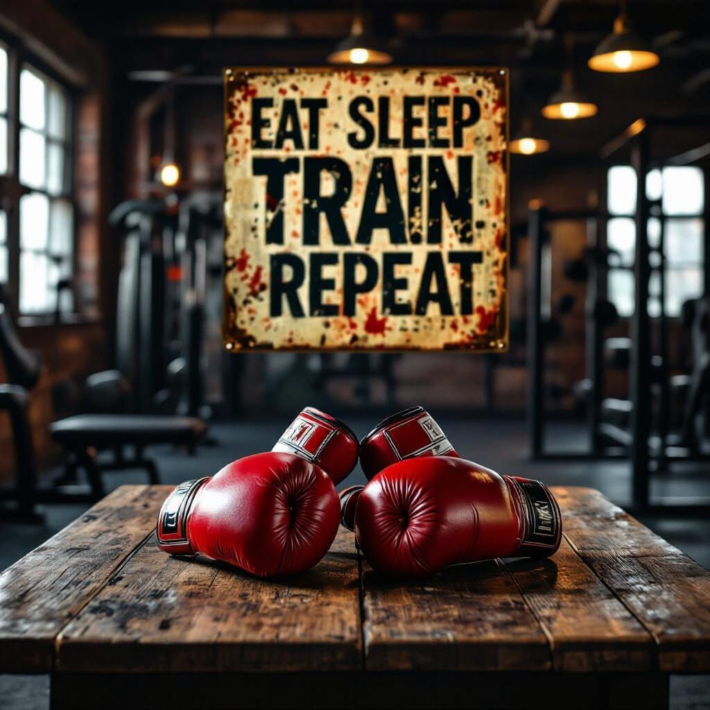 Boxing Gloves and Graffiti-Style Motivation Poster