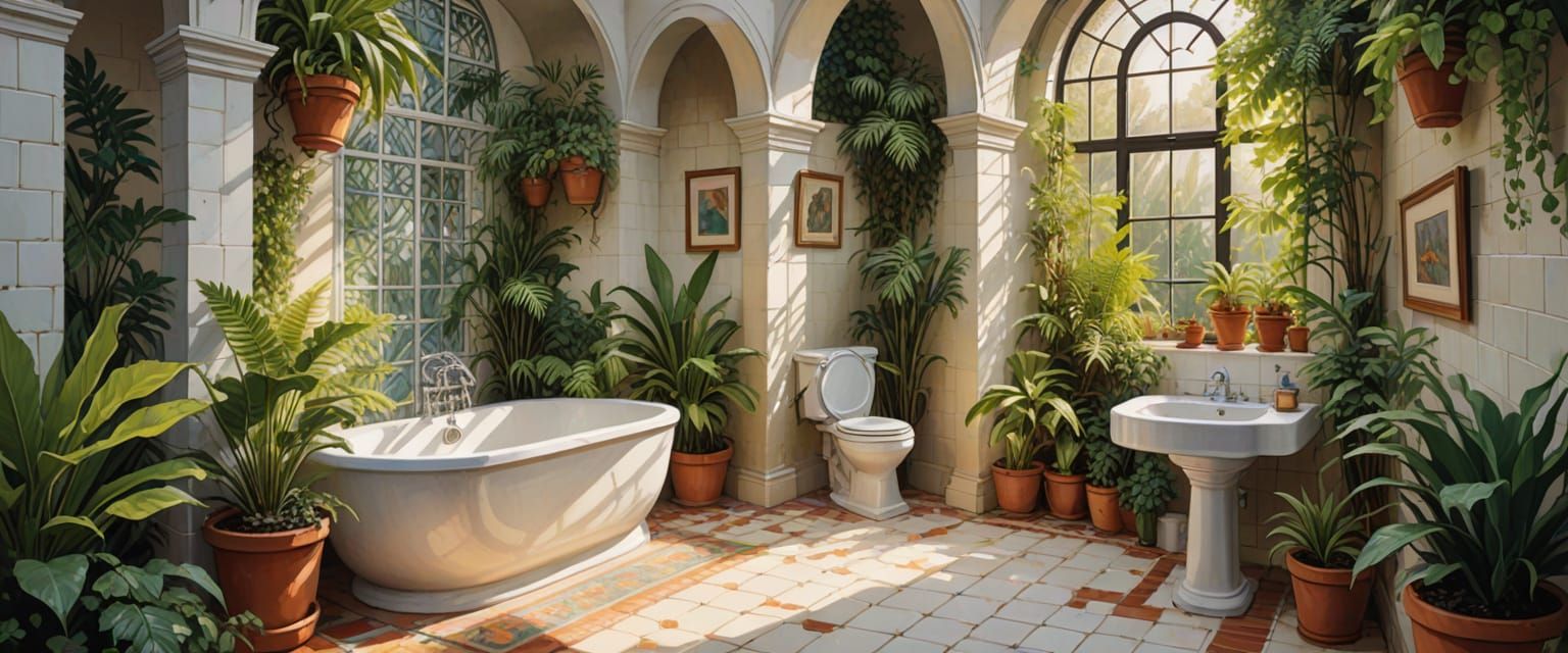 Outdoor Bathroom in Comic Book Style