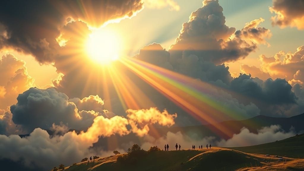 Sunshine Rays of Truth Breaking Through Clouds