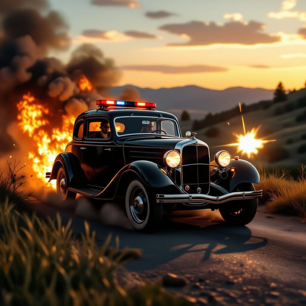 1930s Ford Escapes Police Car Over Cliff Edge