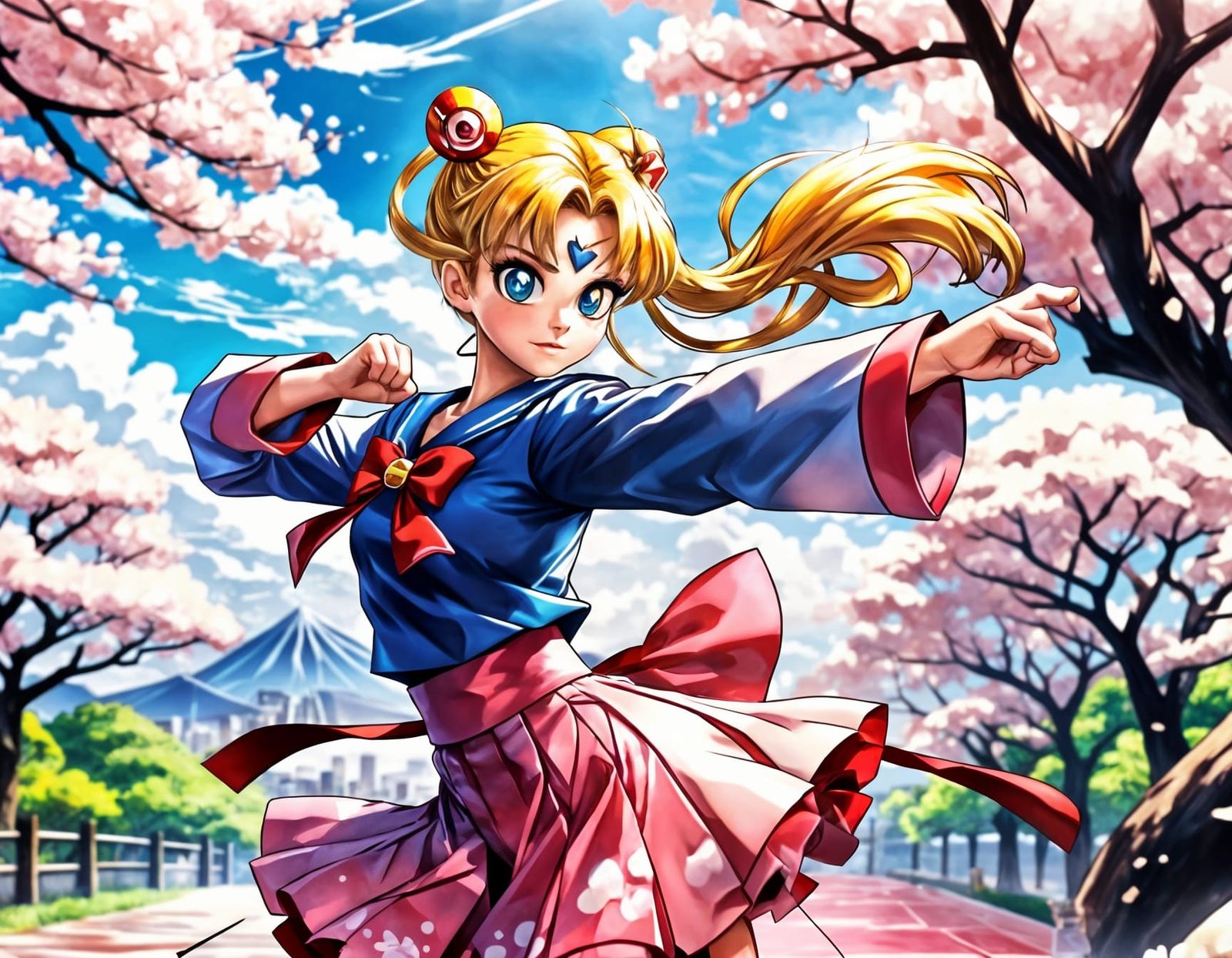 Sailor Moon practices Karate