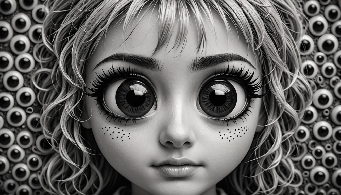 Chibi Girl with Googly Eyes: Hyperrealistic Portrait