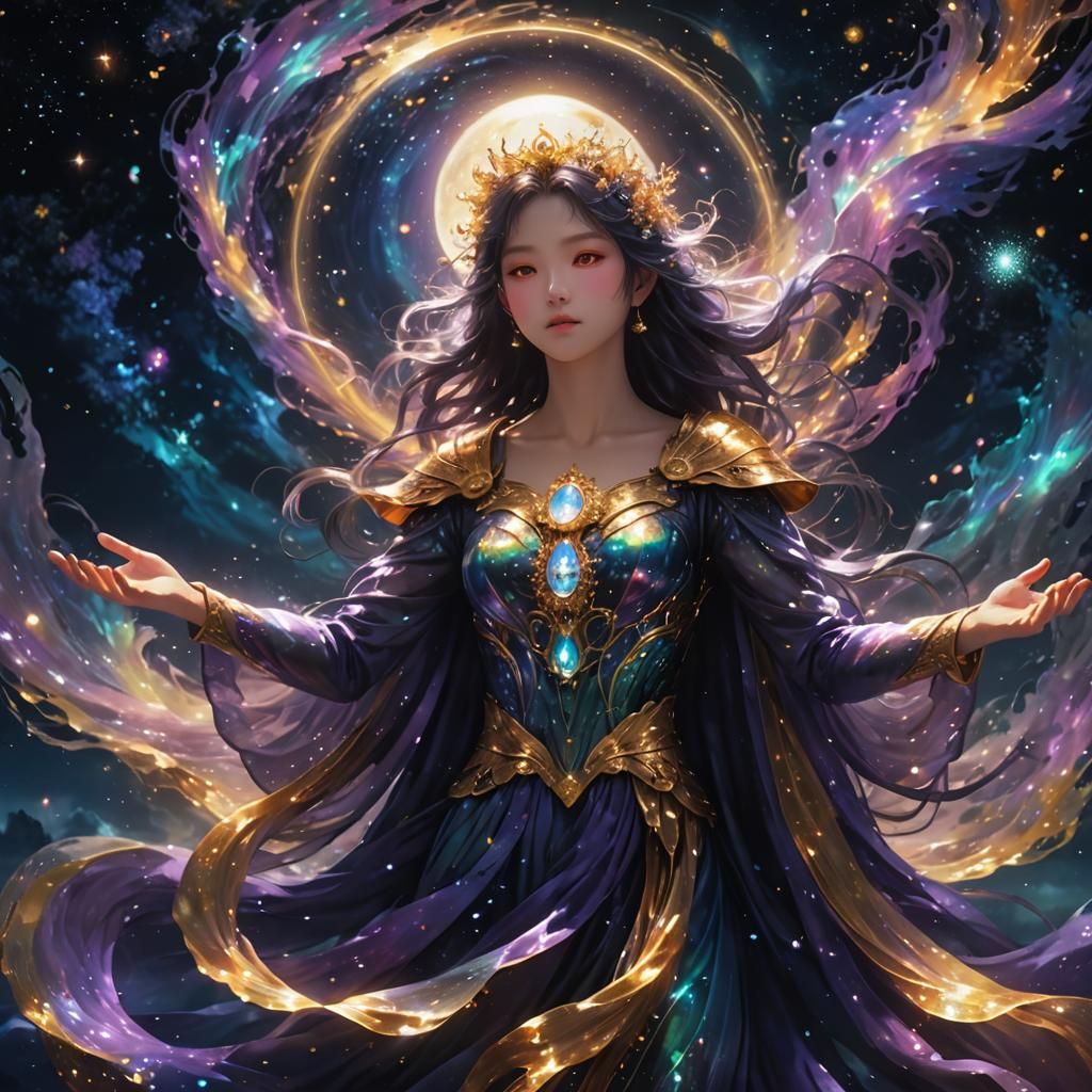 Ethereal Luminous Figure in Anime-Inspired Digital Art