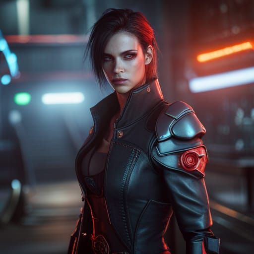 Cyberpunk Warlock in 3D Game Cinematic Style