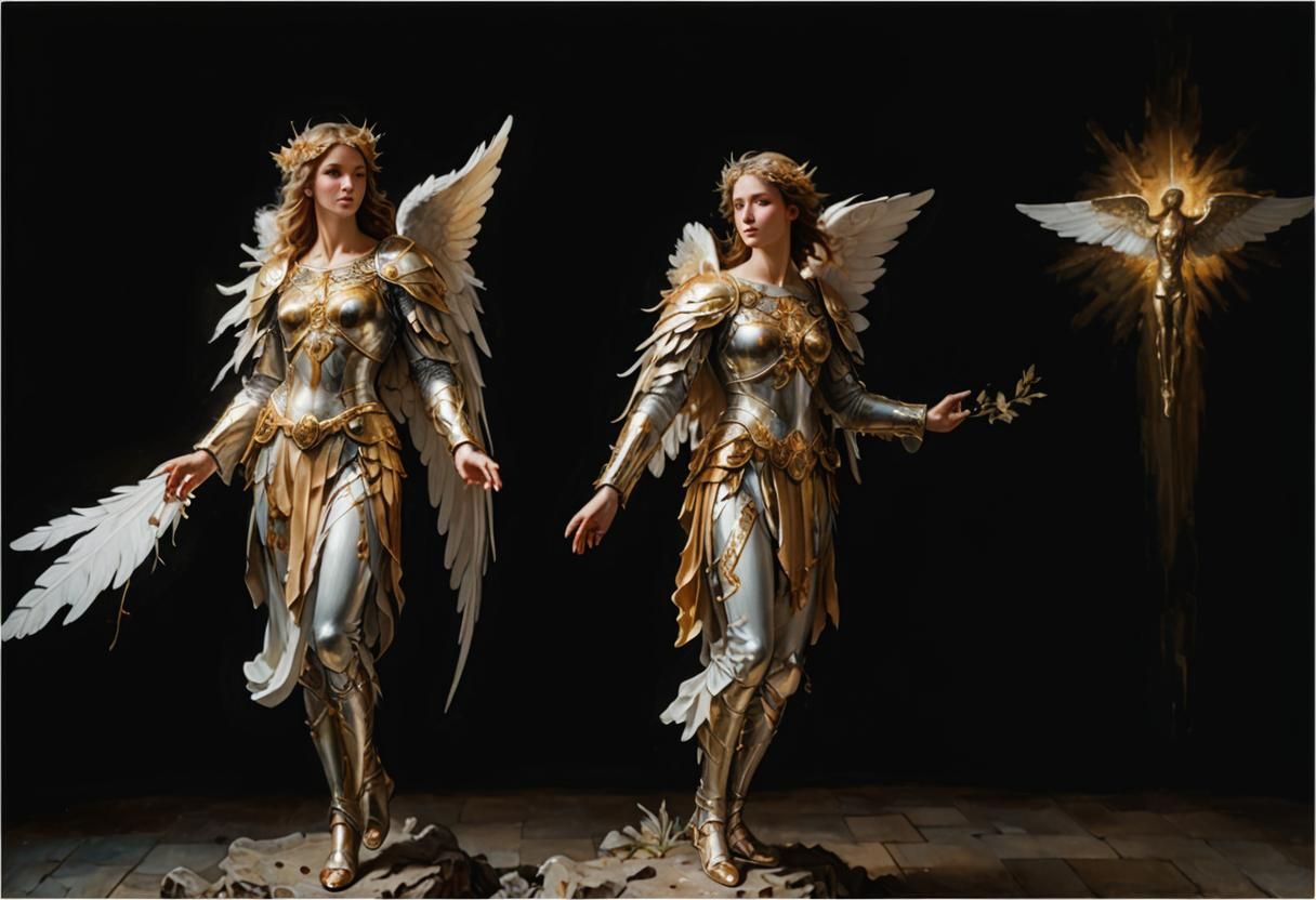 Winged Angel Portrait in Oil Painting Style