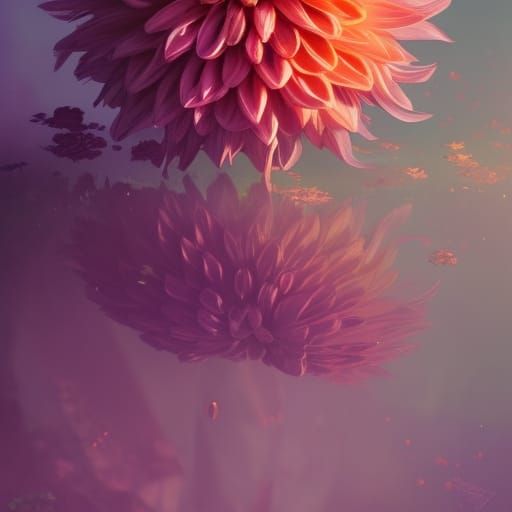 Hyperdetailed Purple Dahlia in Volumetric Lighting