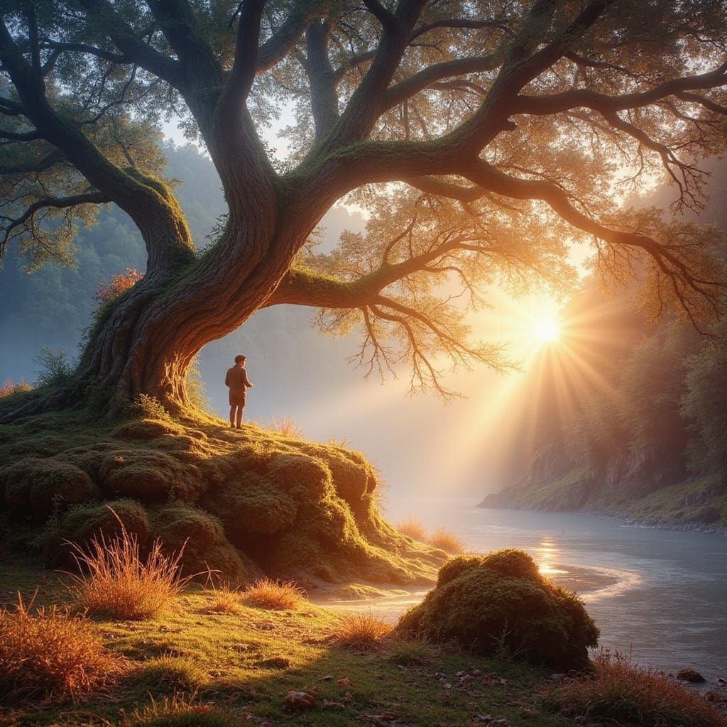 Ethereal Branches Swaying in Morning Sunlight