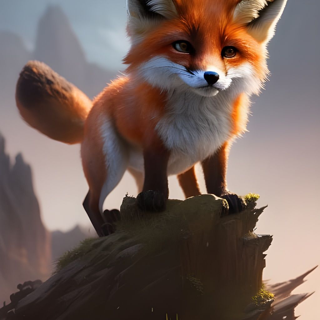 Adorable Chibi Fox Portrait in Anime CGI Style