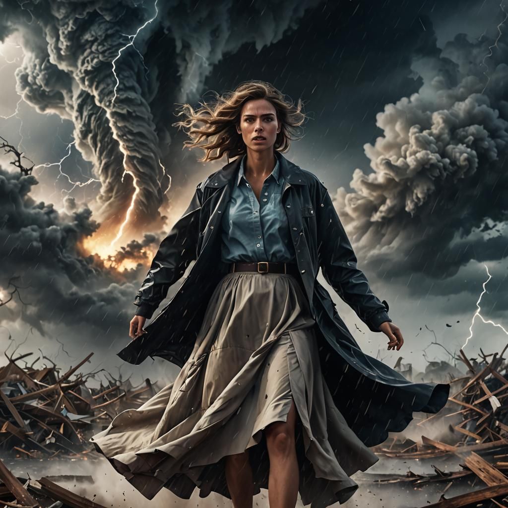 Girl in Tornado: Realistic Digital Art