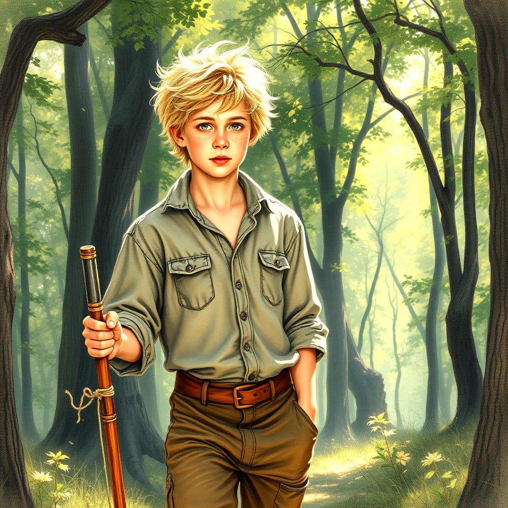 Hyperdetailed Charcoal Drawing of Tom Sawyer