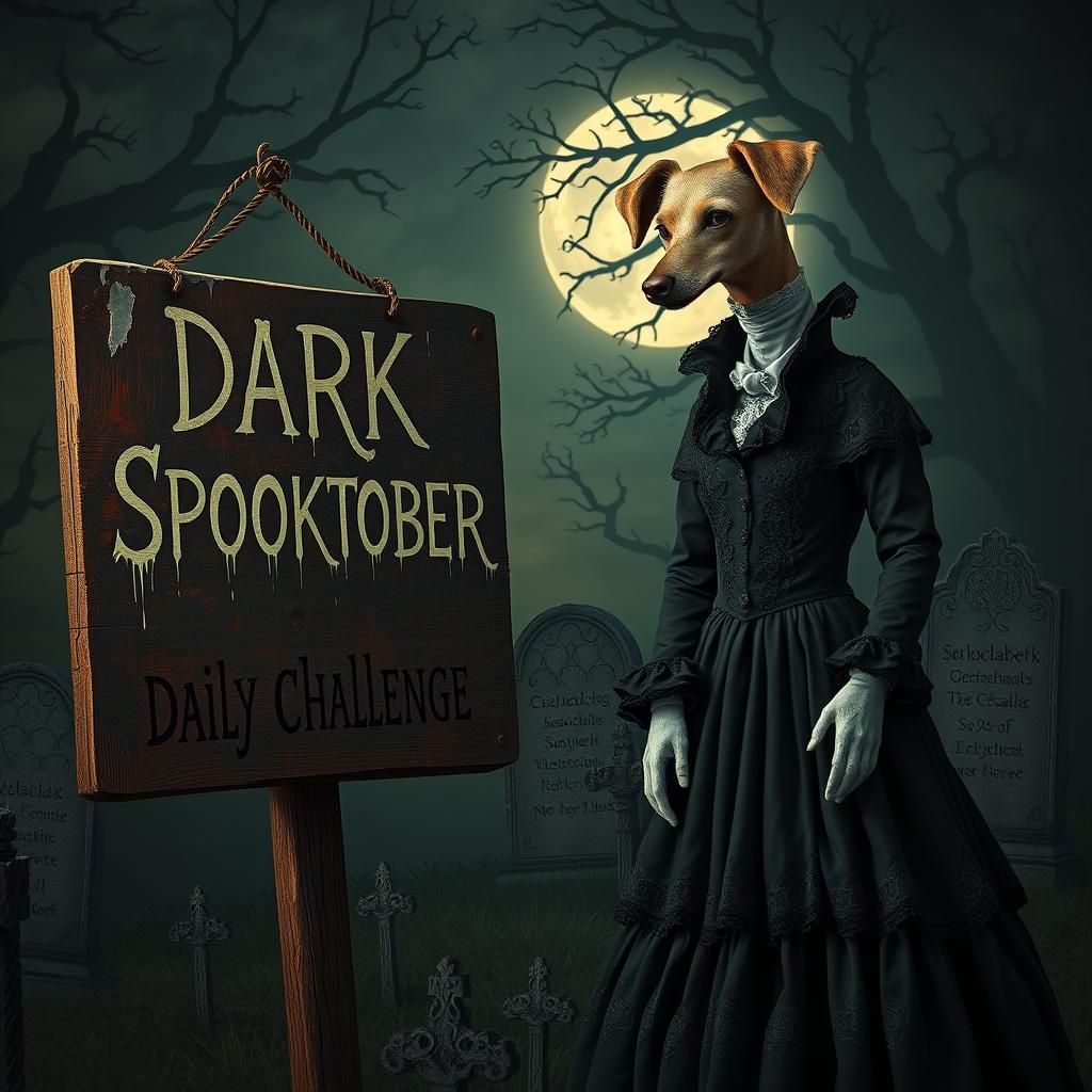 Eerie Graveyard Scene with Vintage Sign in Gothic Style