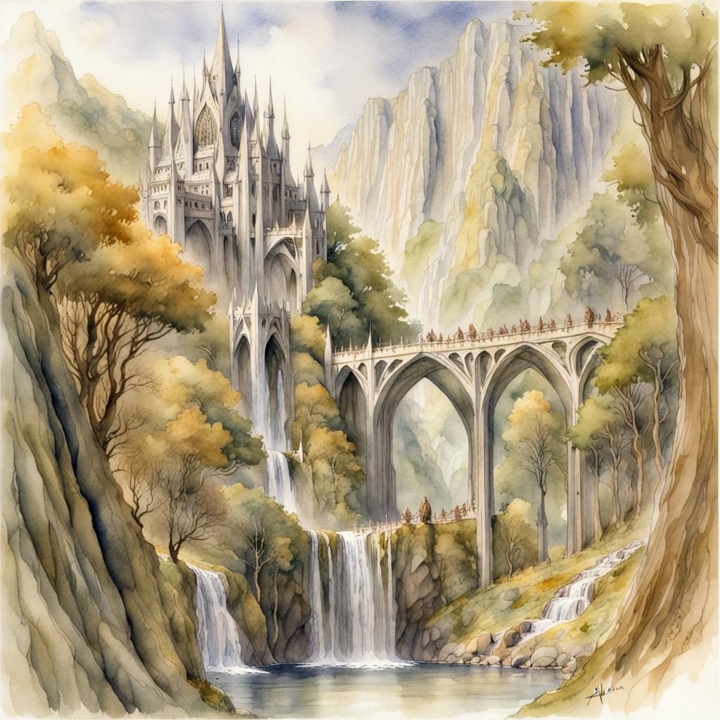 Elrond's Rivendell: A Watercolor Masterpiece