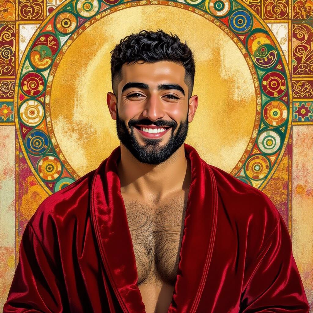 Elegant Man in Red Robe, Impressionist Portrait