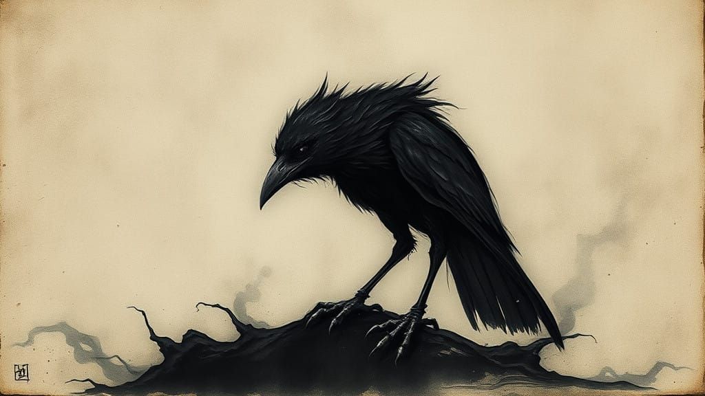 Ethereal Bird of Death in a Gothic Dreamscape