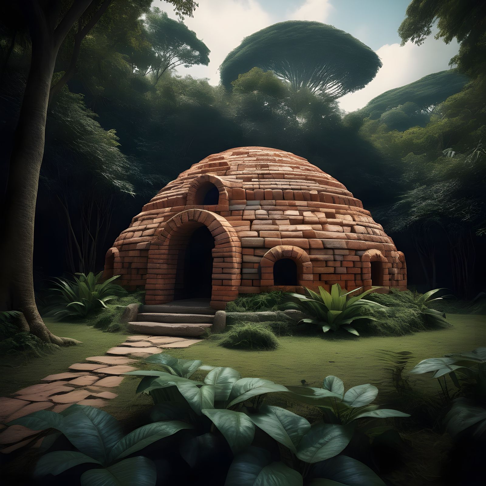 Surreal Safari Jungle Igloo in Ancient Stone Style