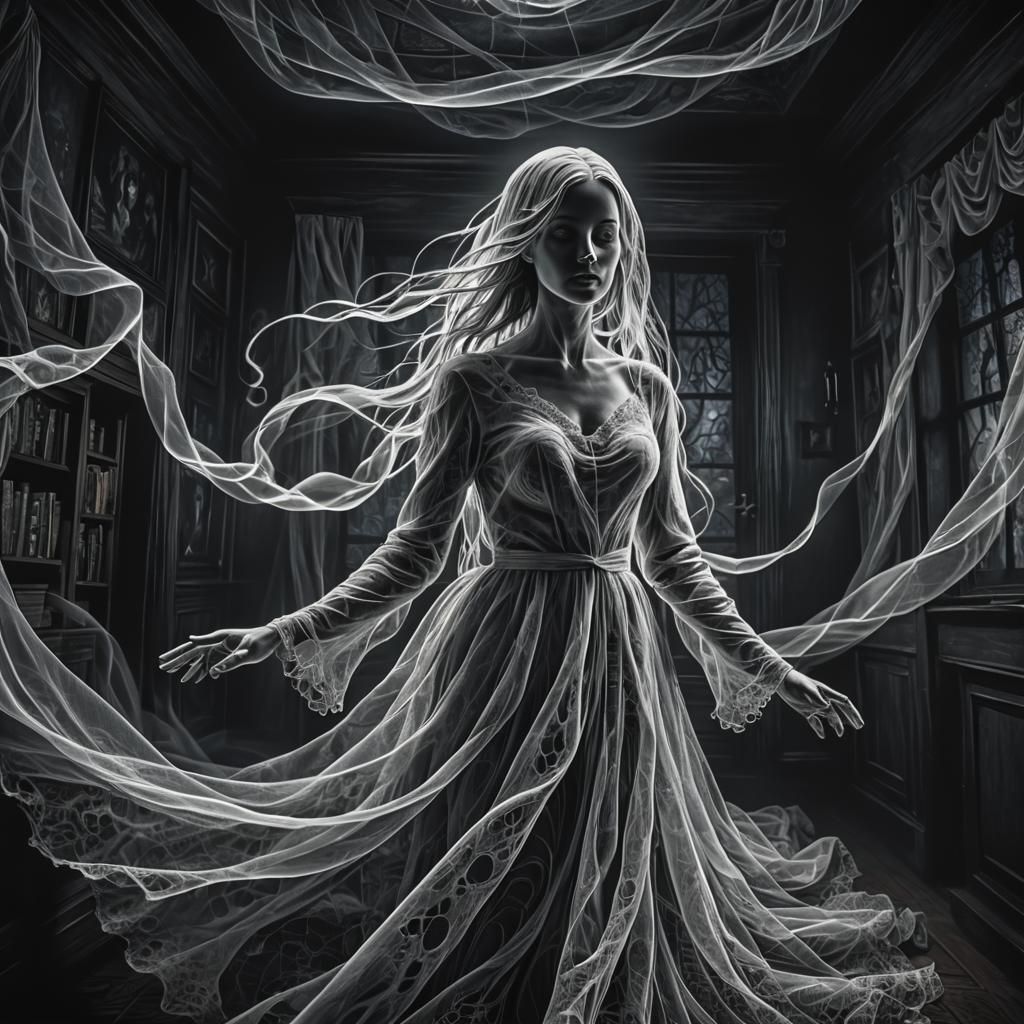 Ghostly Woman Floats Through Haunted House