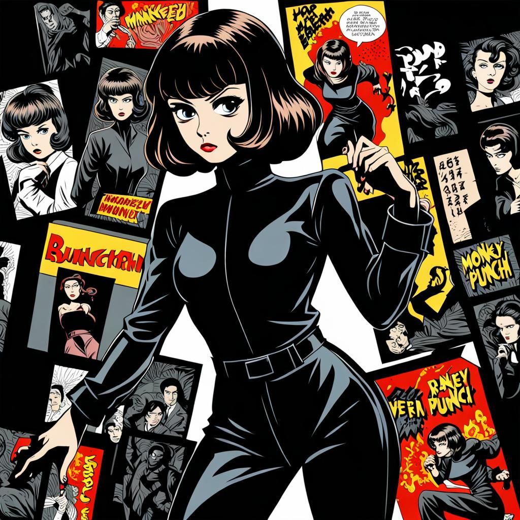 Pop Art Fujiko Mine in Film Noir Style